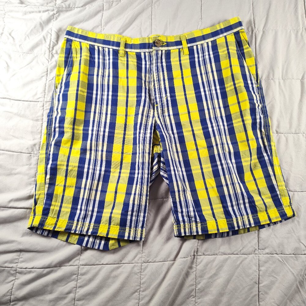 Nordstrom 14th & Union Men’s Plaid Golf Shorts‎ Size 38W Yellow Summer Preppy